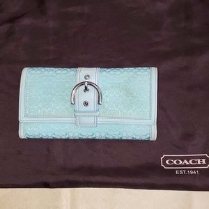 Coach Sky Blue Wallet with Silver Accents